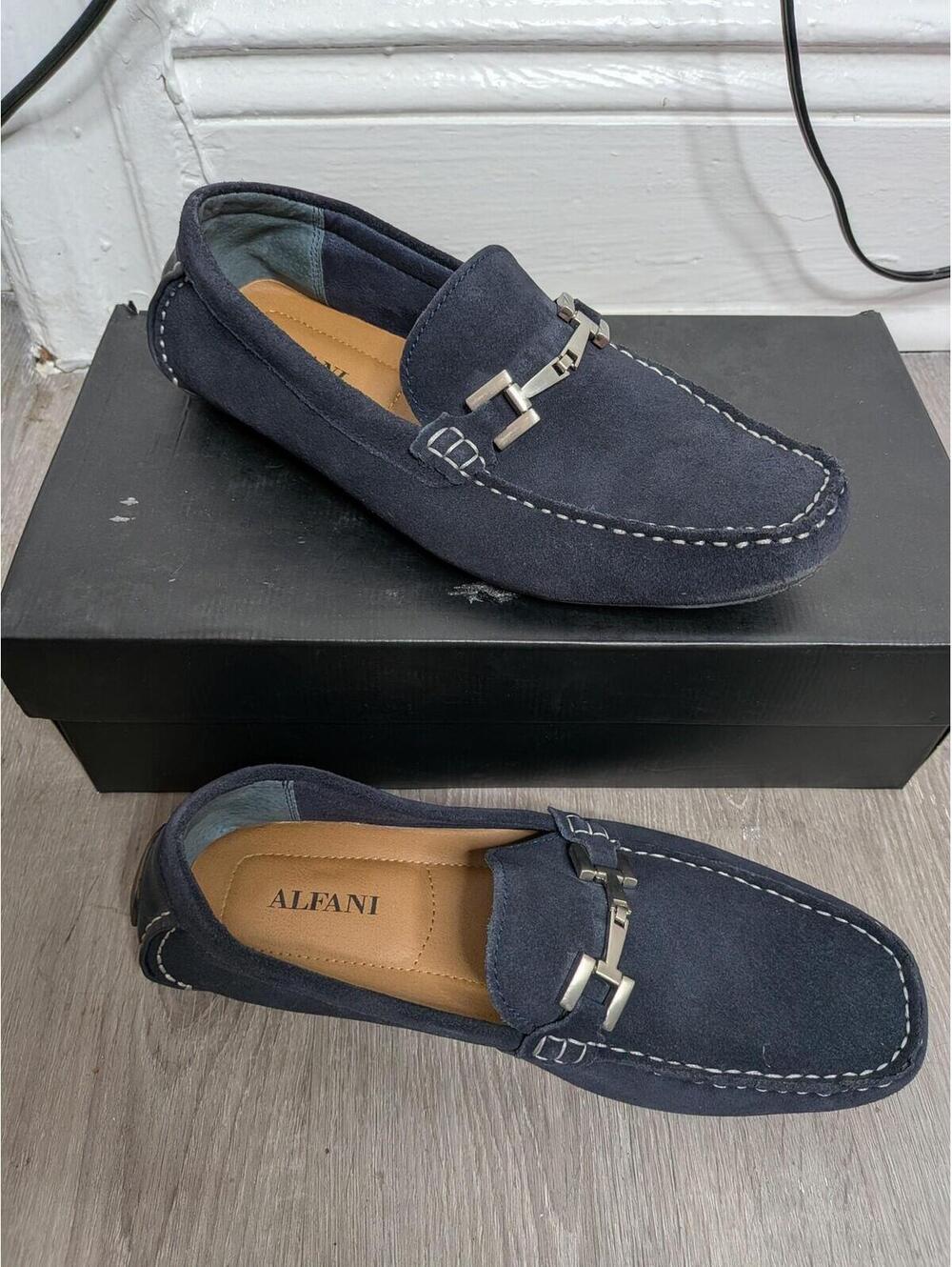 Alfani Merry Loafers Mens Size 7 Blue Suede Slip On Driving Moc Comfort Casual
